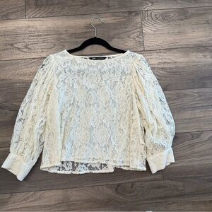 Zara elegant Cream Lace Women's Top size small